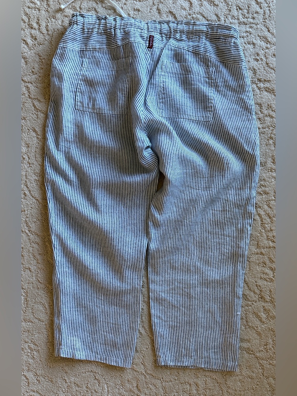 Hard Tail Women’s XL Striped Lightweight Drawstring Cropped Pants - Blue & White - Picture 2 of 11